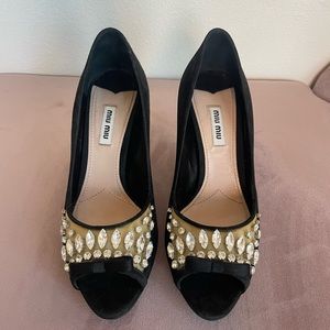 Miu Miu black high pumps, open peep toe. Size 38 1/2